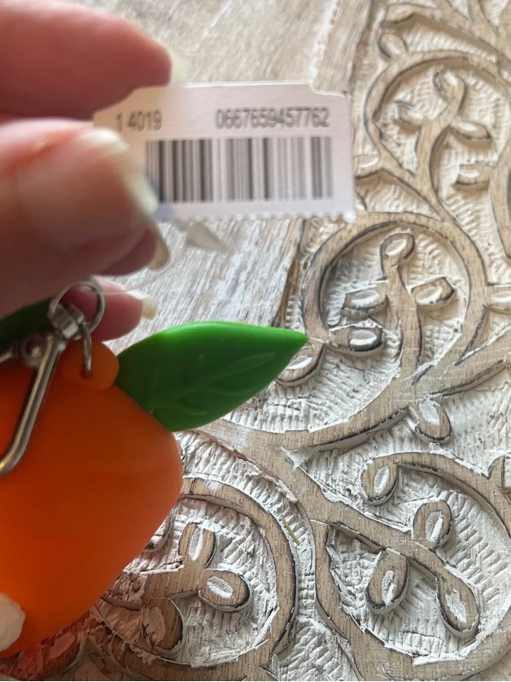 Cute Orange Carrot Bunny Keychain with Green Leaves Pocketbac Holder